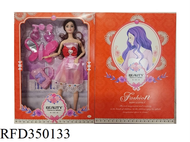 11.5-INCH REAL HAND FASHION BARBIE WITH HANDBAG + COSMETICS BLISTER SET