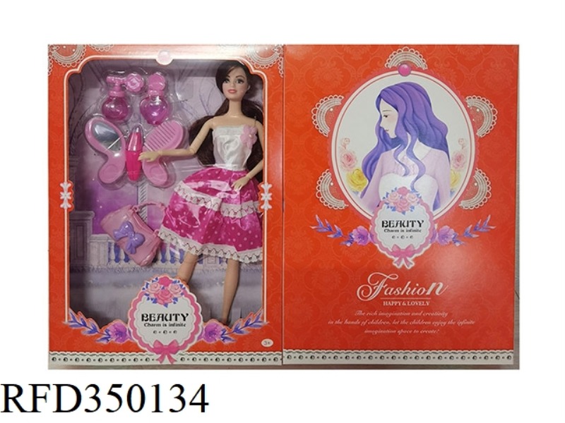 11.5-INCH REAL HAND FASHION BARBIE WITH HANDBAG + COSMETICS BLISTER SET