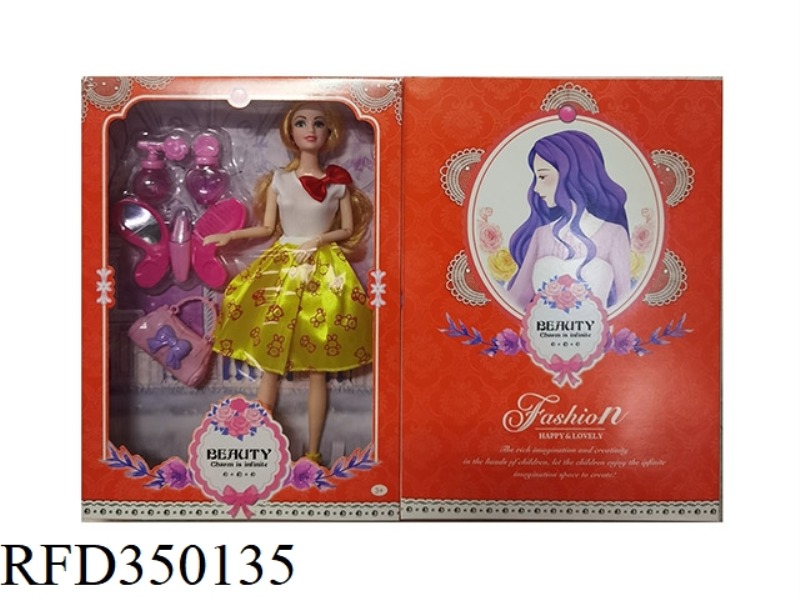 11.5-INCH REAL HAND FASHION BARBIE WITH HANDBAG + COSMETICS BLISTER SET