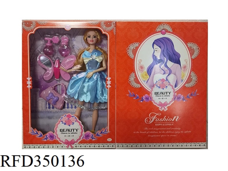 11.5-INCH REAL HAND FASHION BARBIE WITH HANDBAG + COSMETICS BLISTER SET