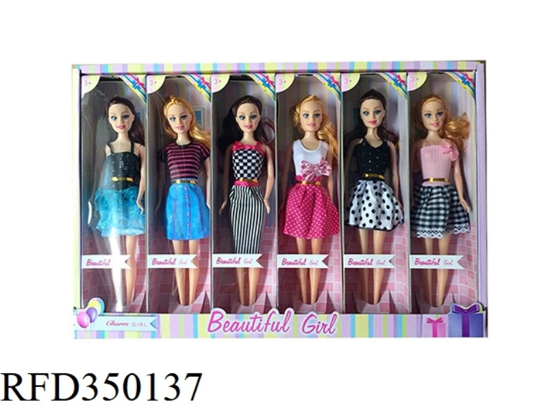 11.5-INCH REAL HAND FASHION BARBIE 6 ASSORTED 6PCS