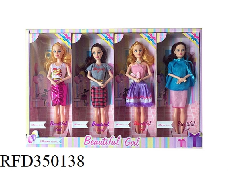 11.5-INCH SOLID BODY 9-JOINT FASHION BARBIE 4 STYLES MIXED 4PCS