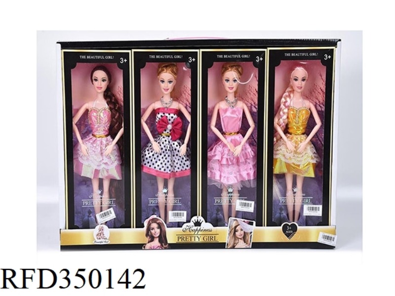 11.5 INCH SOLID BODY 9 JOINT FASHION BARBIE 4 COLORS MIXED 4PCS