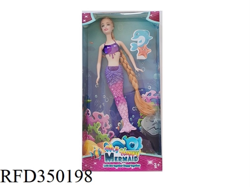 11.5 INCH SOLID BODY LONG BRAID MERMAID BARBIE WITH LIGHT AND MUSIC  (INCLUDE）