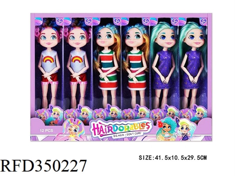 9-INCH 11-JOINT HAIRDRESSING DOLL (3 TYPES ASSORTED) 12PCS