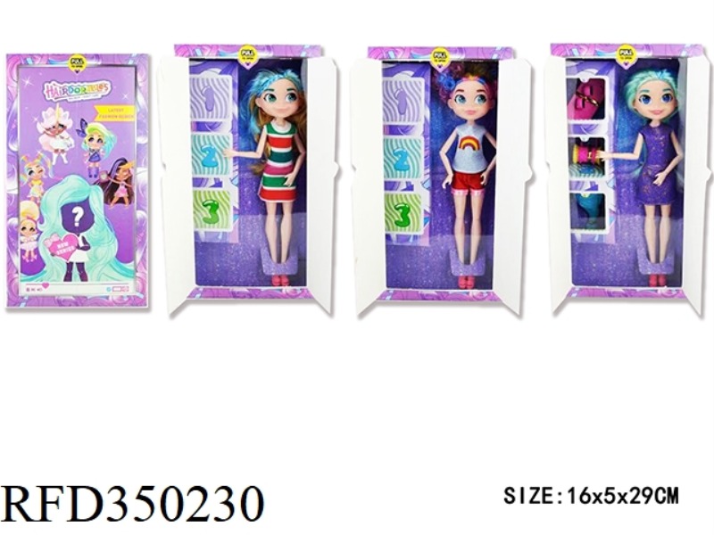 9 INCH SOLID BODY 11 JOINT HAIRDRESSING DOLL (3 TYPES ASSORTED)
