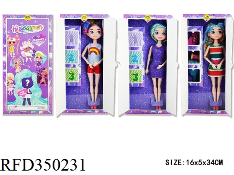 11 INCH SOLID BODY 11 JOINT HAIRDRESSING DOLL (3 TYPES ASSORTED)