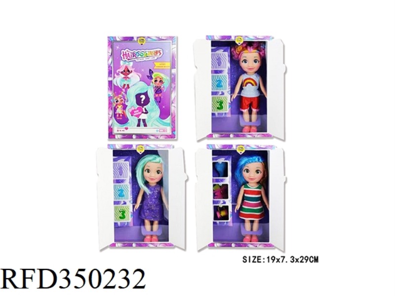 10-INCH VINYL COLORFUL LIGHT MUSIC THEME SONG HAIRDRESSING DOLL (3 TYPES ASSORTED)