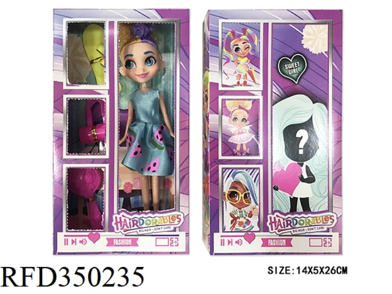 9-INCH SOLID BODY HAIRDRESSING PRINCESS WITH SKATEBOARD BAG COMB VARIOUS MIXED