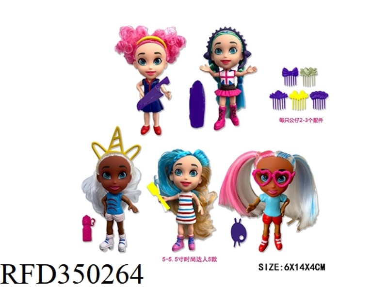 5-5.5 INCH FASHIONISTA, REAL HAIR 5 OPP BAGS/ANIME (VINYL RUBBER HEAD, PVC BODY, 2-3 ACCESSORIES FOR