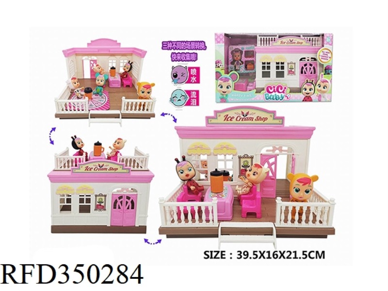 CRYING BABY CRYING BABY ICE CREAM SHOP CAN CHANGE THREE SCENES WITH CHAIRS AND TABLES
