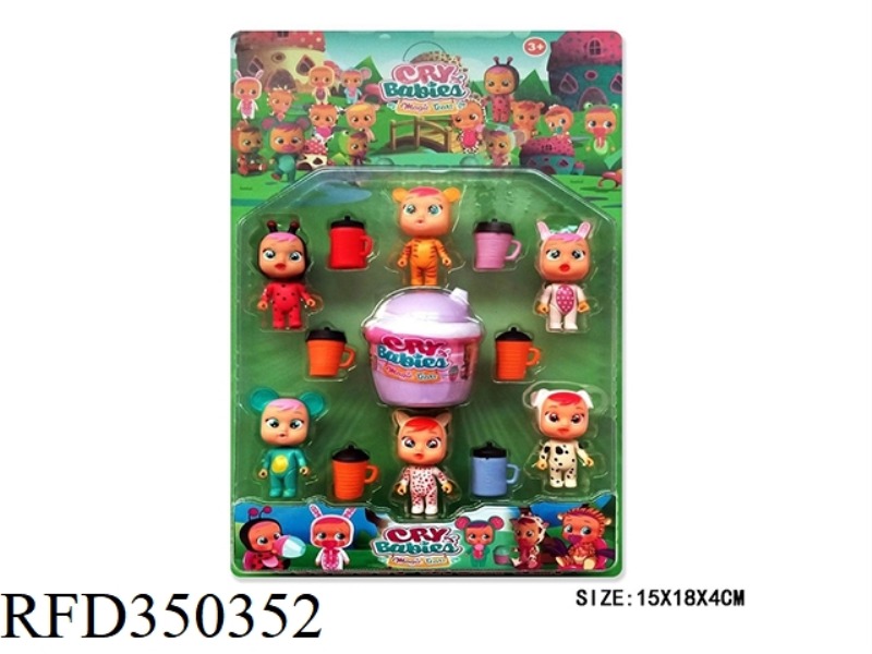 6 3-INCH CRYING DOLL DOLLS (CAN SHED TEARS) + LARGE BOTTLE (1 DOLL + SMALL MILK BOTTLE + 1 INSTRUCTI