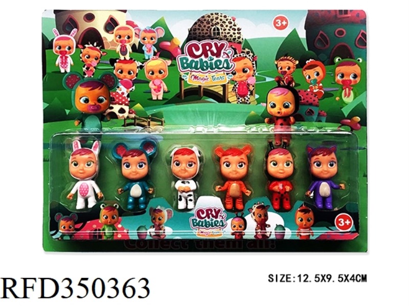 6 2-INCH CRYING DOLLS IN ROWS