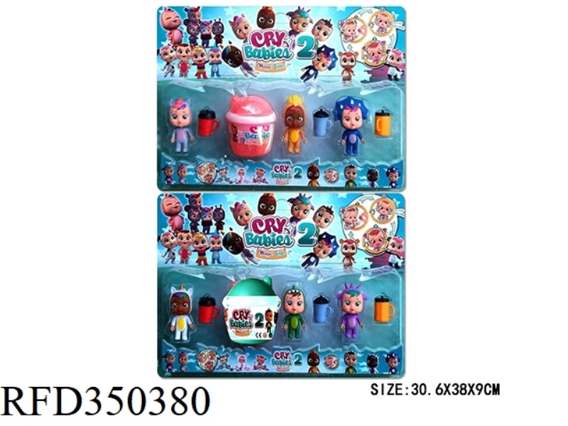 2ND GENERATION 3 INCH VINYL HEAD CRYING DOLL 3 + 9CM BABY BOTTLE CARD 2 MIXED