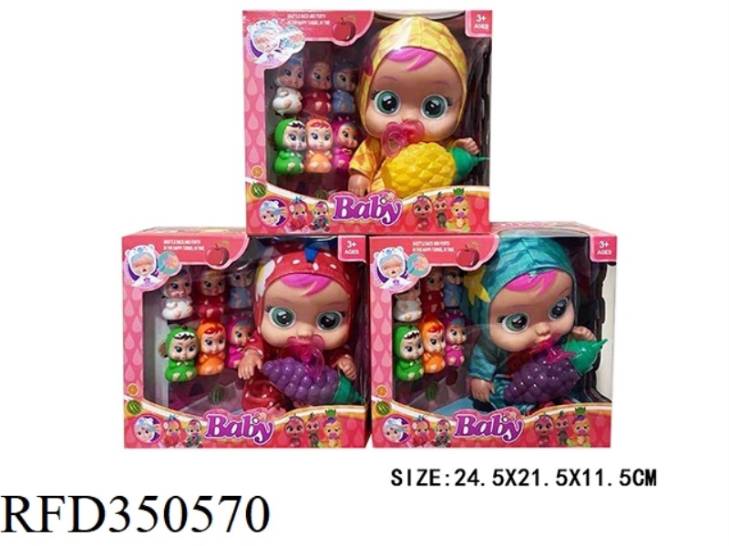 10 INCH HOLLOW BODY FRUIT CRYING DOLL SINGLE BOX 3 TYPES (WITH 6 FINGERS, BABY WITH MILK BOTTLE, NIP