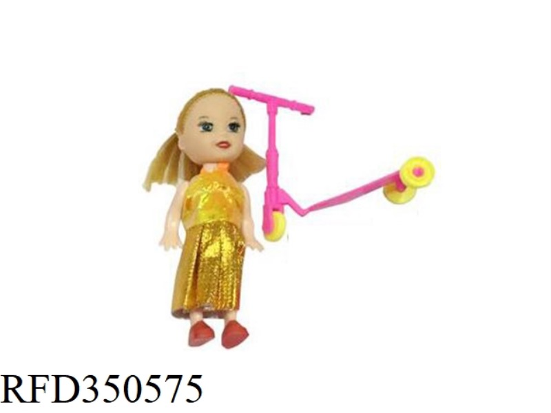 3.5 INCH SOLID BODY LITTLE BARBIE WITH SCOOTER