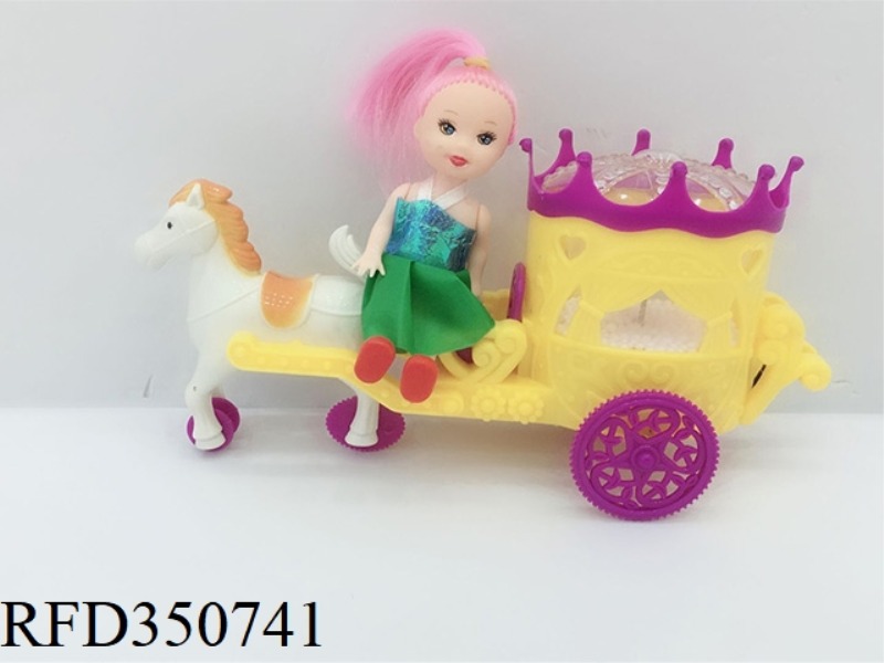 SNOWFLAKE PULL STRING LIGHT CARRIAGE (WITH BARBIE)