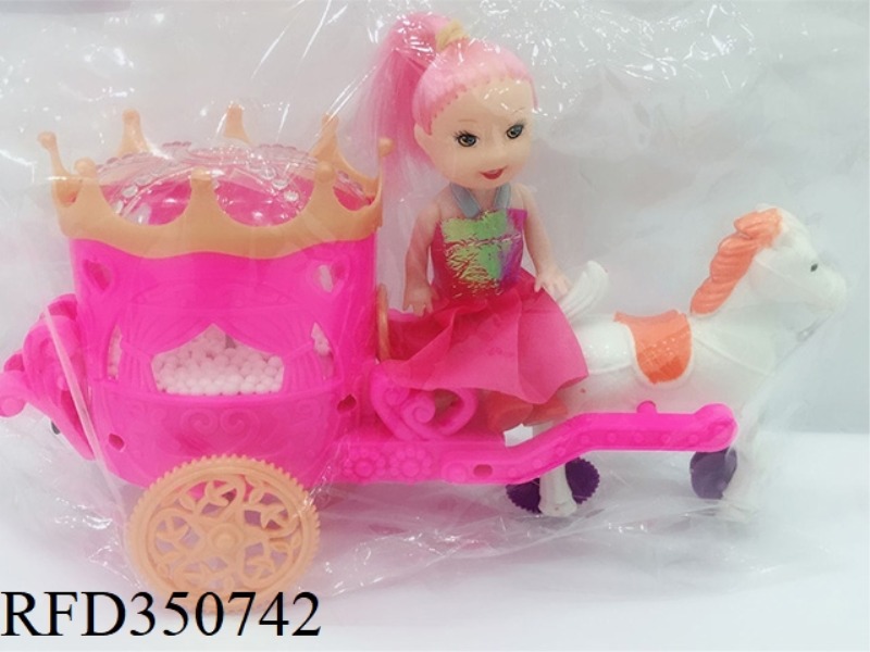 SNOWFLAKE PULL STRING CARRIAGE (WITH BARBIE)