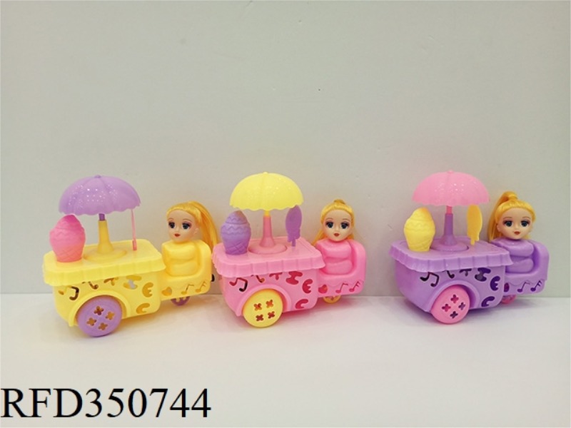 PULL STRING BARBIE PRINCESS ICE CREAM CART RING THE BELL