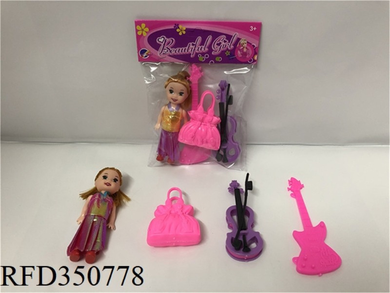 3.5 INCH BARBIE+PORT PIANO+GUITAR+HANDBAG