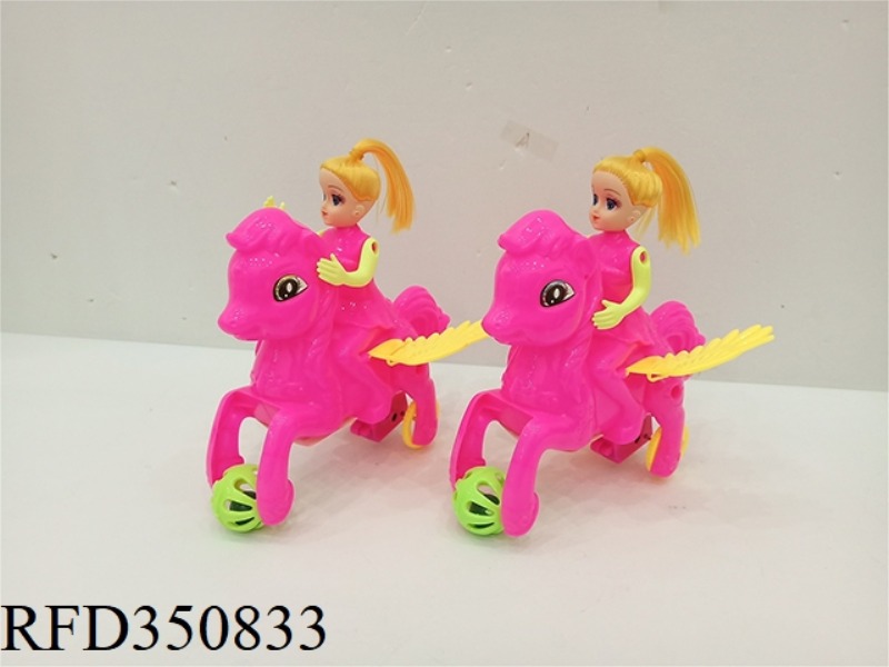 PULL STRING PUSH BELL LIGHT BARBIE RIDING A FLYING HORSE