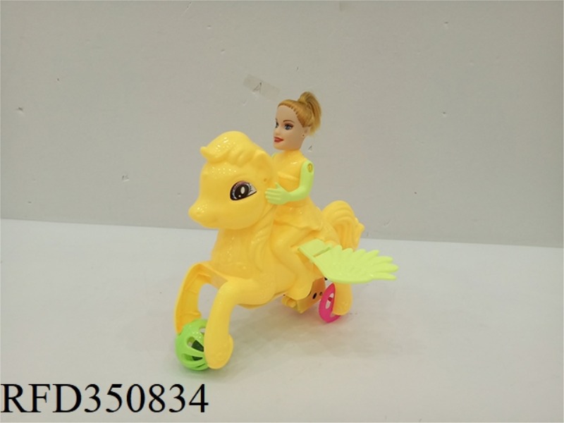 PULL STRING PUSH BELL LIGHT BARBIE RIDING A FLYING HORSE