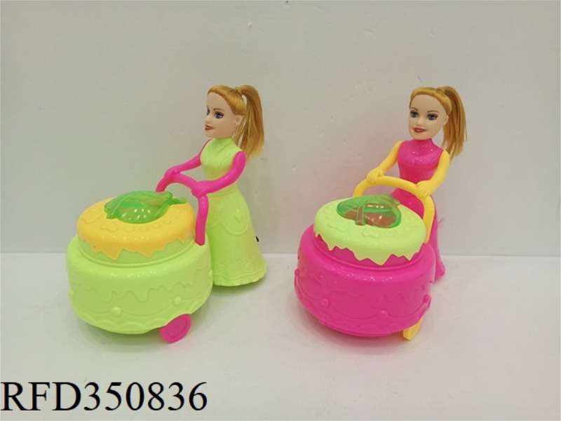 PULL STRING BELL CAKE CART (BARBIE HEAD)
