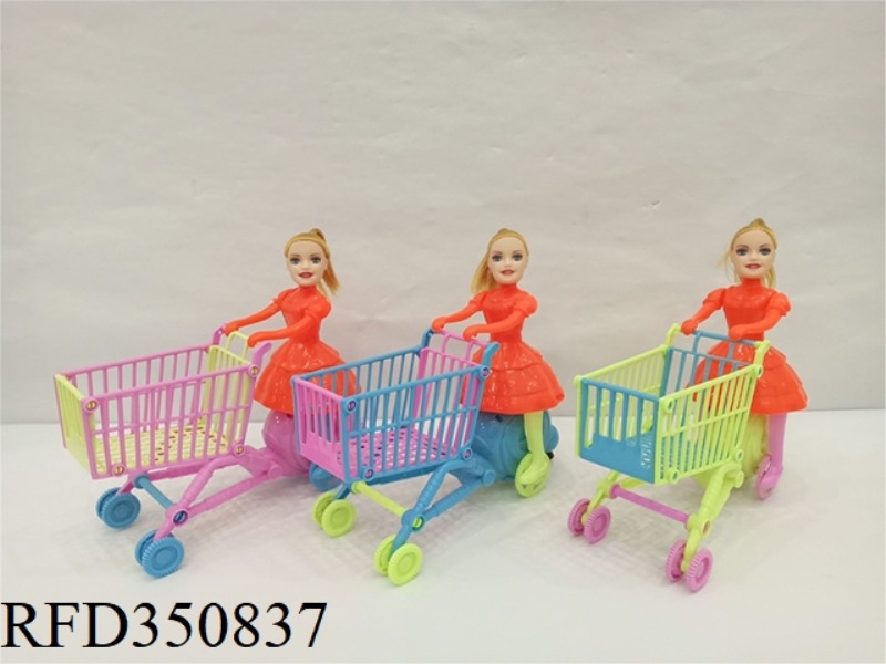 PULL STRING BARBIE LIGHT SHOPPING CART (BARBIE HEAD)