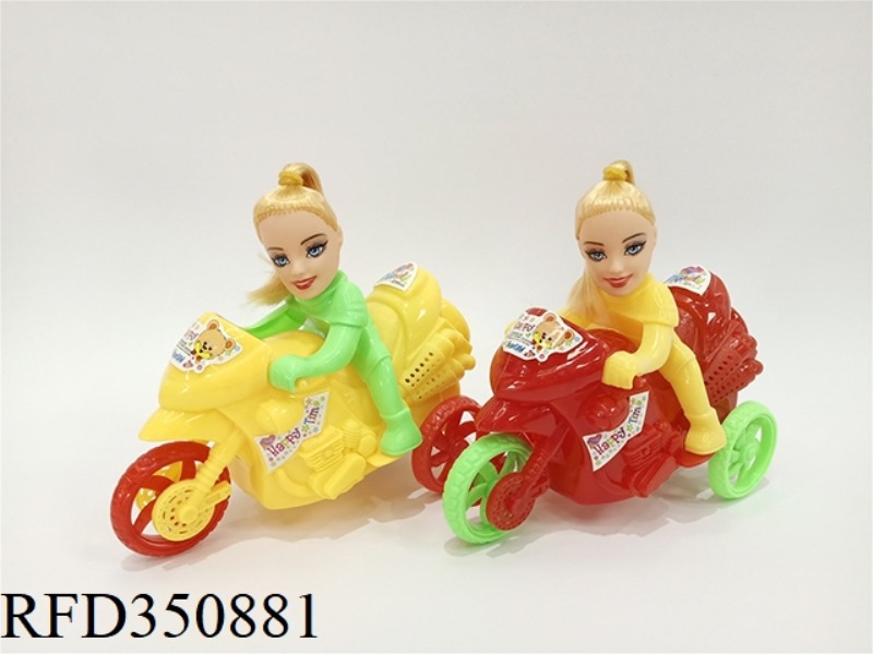 PULL STRING MOTORCYCLE RIDE BARBIE WITH BELL