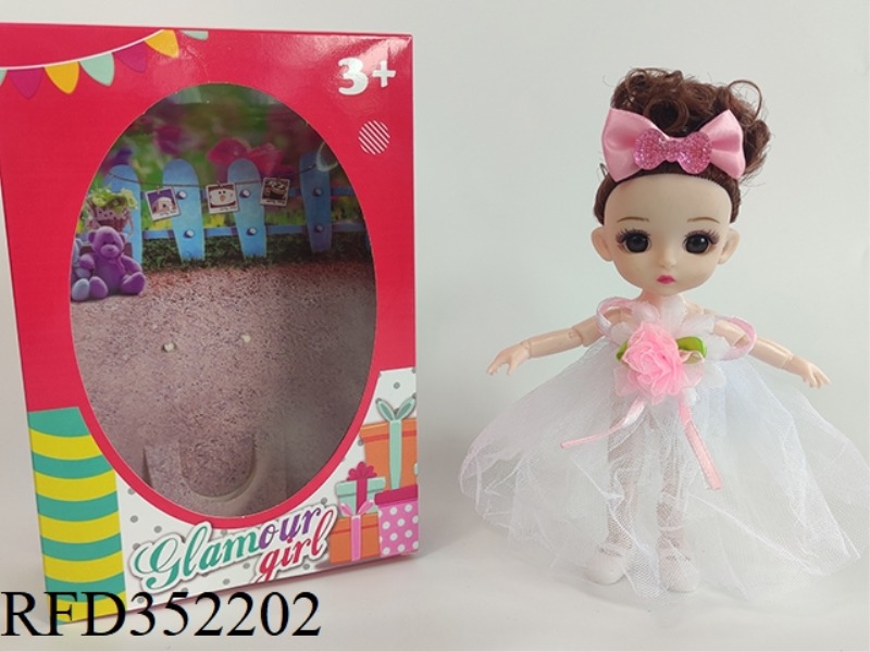 6 INCH SOLID BARBIE LOLI JOINT ACTIVITY WHITE DRESS