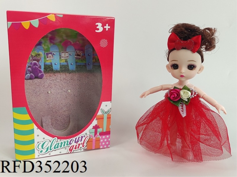 6 INCH SOLID BARBIE LOLI JOINT ACTIVITY RED DRESS