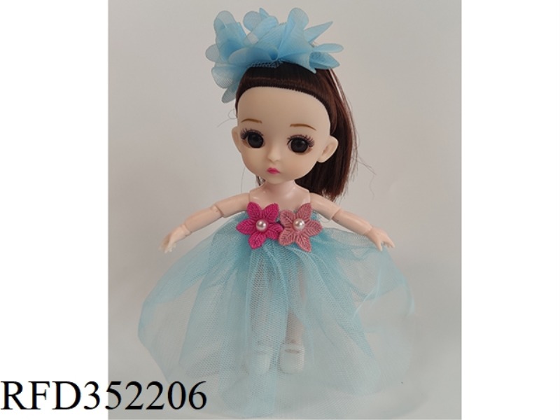 6 INCH SOLID BARBIE LOLI JOINT ACTIVITY BLUE DRESS