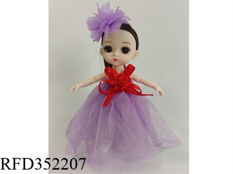 6 INCH SOLID BARBIE LOLI JOINT ACTIVITY PURPLE DRESS