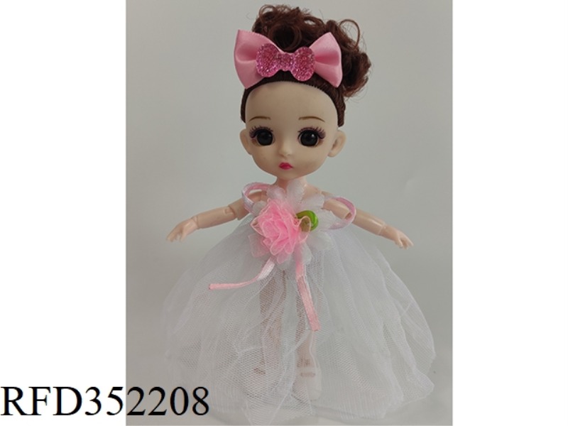 6 INCH SOLID BARBIE LOLI JOINT ACTIVITY WHITE DRESS