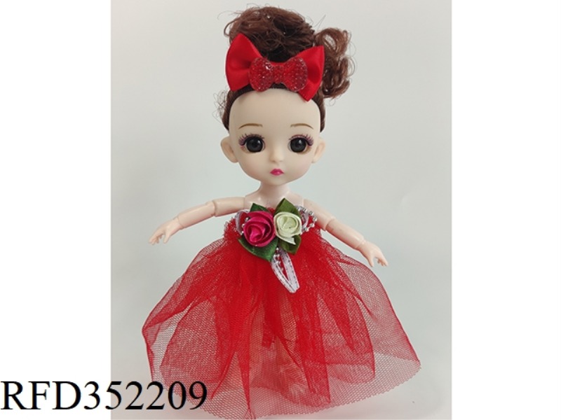 6 INCH SOLID BARBIE LOLI JOINT ACTIVITY RED DRESS