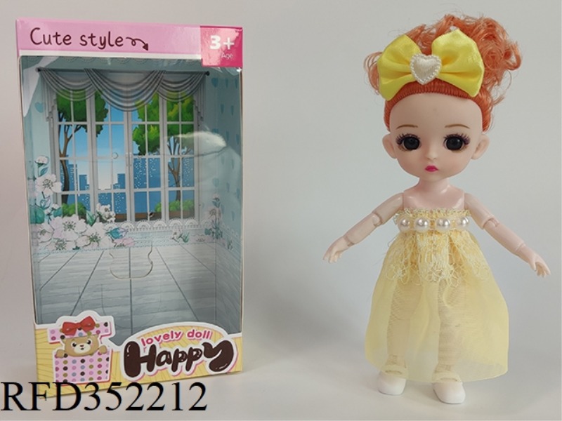 6 INCH SOLID BARBIE LOLI JOINT ACTIVITY LIGHT YELLOW DRESS