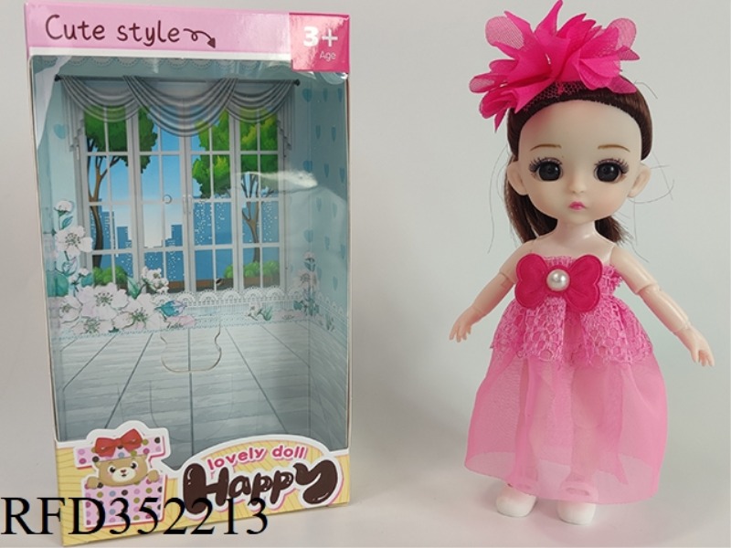 6 INCH SOLID BARBIE LOLI JOINT ACTIVITY PINK DRESS