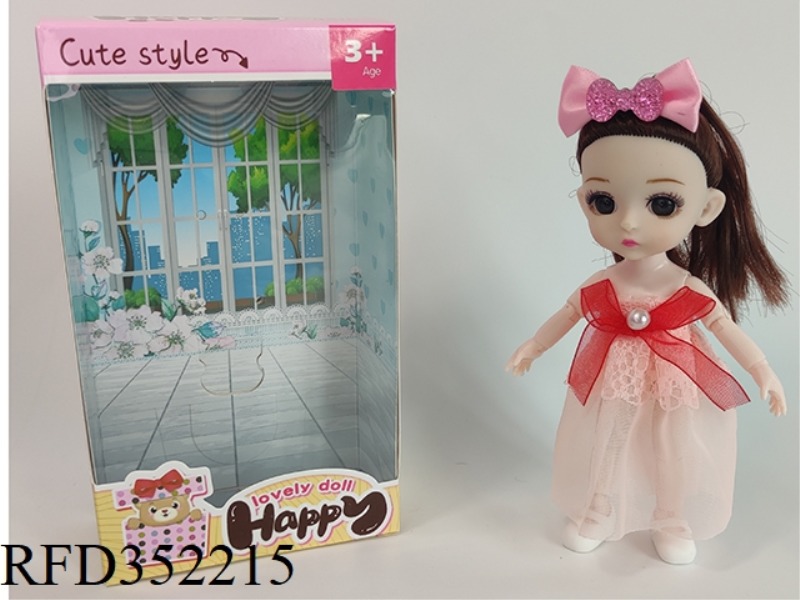 6 INCH SOLID BARBIE LOLI JOINT ACTIVITY LIGHT ORANGE DRESS
