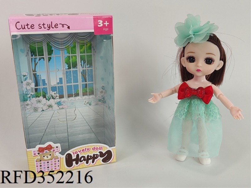 6 INCH SOLID BARBIE LOLI JOINT ACTIVITY LIGHT GREEN DRESS