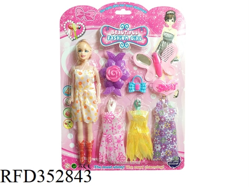 11 INCH HOLLOW BARBIE + JEWELRY SET + 3 SETS OF SKIRTS