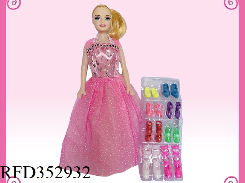 11 INCH HOLLOW EVENING DRESS BARBIE WITH SHOE CABINET SET