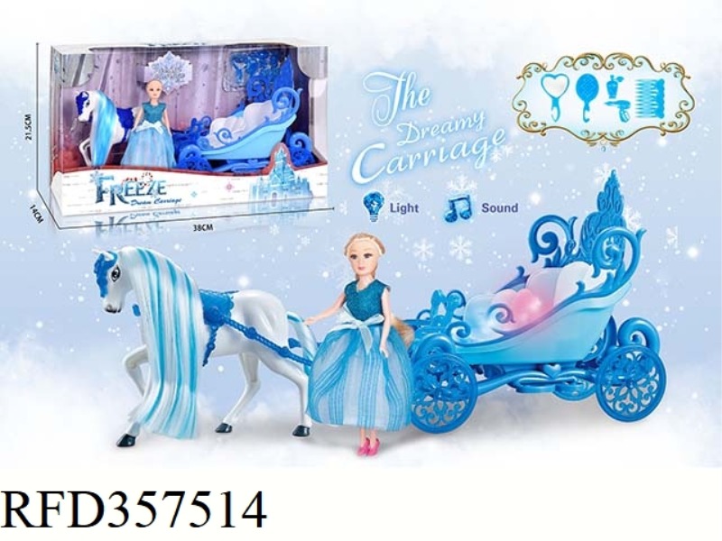 STATIC COLOR HAIR HORSE FLOAT WITH PRINCESS (BLUE)