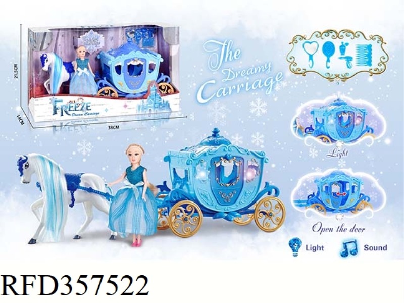 STATIC COLOR HAIR HORSE FLOAT WITH PRINCESS (BLUE)