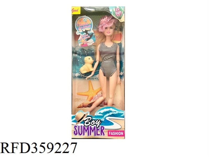 11.5 INCH SOLID BODY 12 JOINT SUMMER SWIMSUIT BARBIE WITH PUPPY