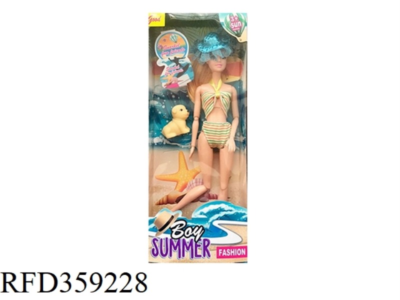 11.5 INCH SOLID BODY 12 JOINT SUMMER SWIMSUIT BARBIE WITH PUPPY