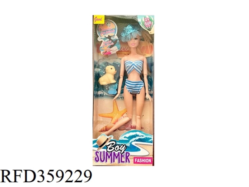 11.5 INCH SOLID BODY 12 JOINT SUMMER SWIMSUIT BARBIE WITH PUPPY