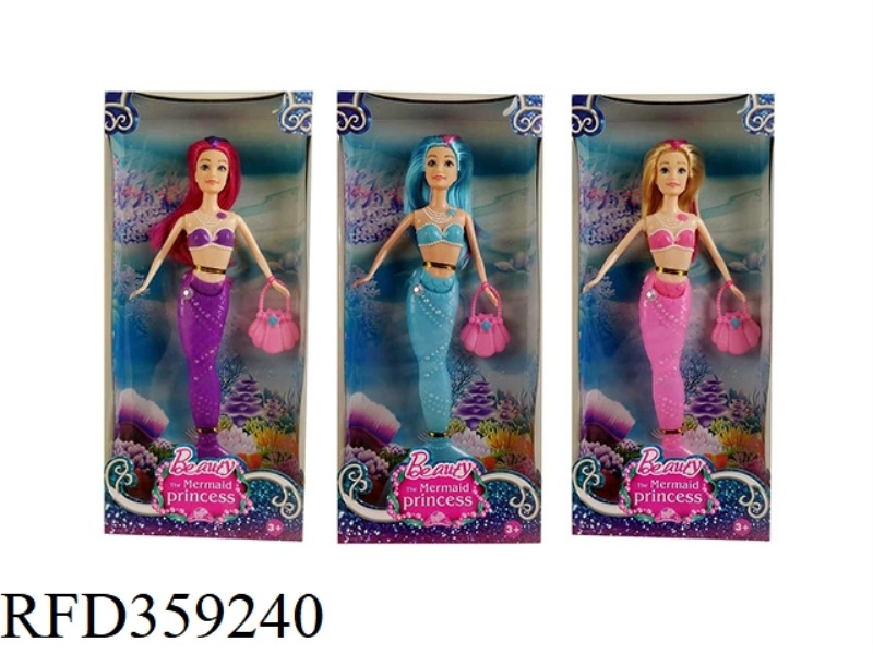 REAL BODY 12 INCH MERMAID BARBIE 3 COLORS MIXED WITH LIGHT WITH ACCESSORIES AND LIGHT