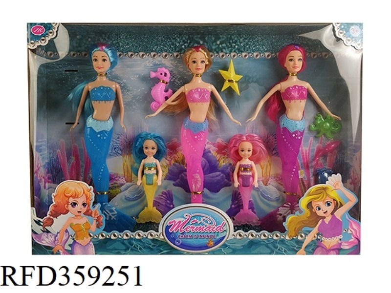 3 11.5 INCH MERMAID BARBIES IN 3 COLORS MIXED 2 5 INCH MERMAID BARBIES IN RANDOM COLORS WITH ACCESSO