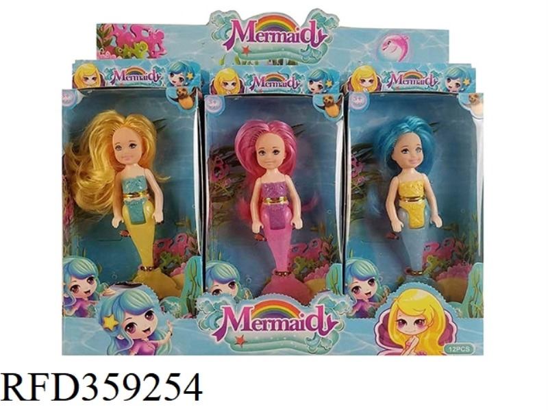 5 INCH LITTLE KELLY MERMAID BARBIE 3 COLORS 12PCS