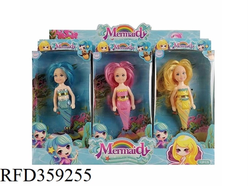 5 INCH LITTLE KELLY MERMAID BARBIE 3 COLORS 12PCS